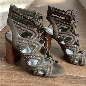 Army green lace up heels